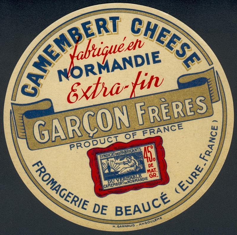 Étiquette de camembert de la laiterie