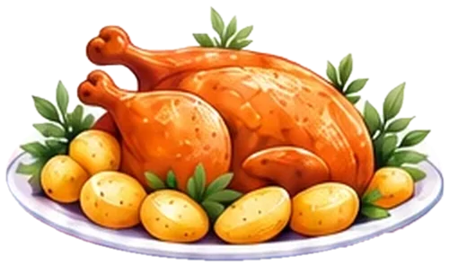 Poulet rôti et pommes de terre sur un plat